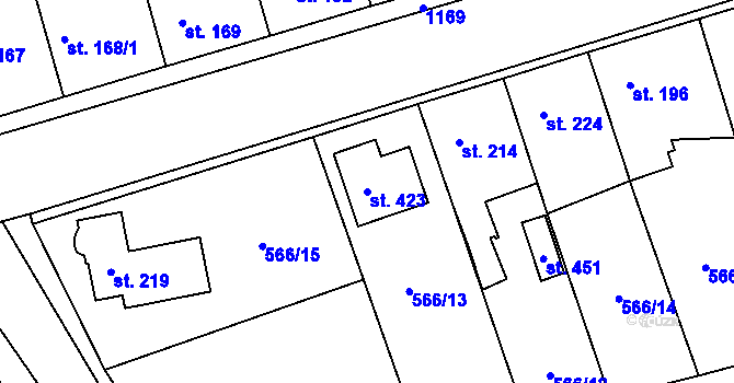 Parcela st. 423 v KÚ Přišimasy, Katastrální mapa