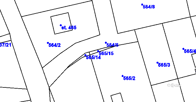 Parcela st. 565/15 v KÚ Přišimasy, Katastrální mapa