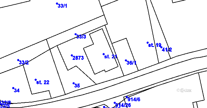 Parcela st. 21 v KÚ Příšovice, Katastrální mapa
