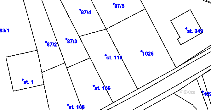 Parcela st. 110 v KÚ Příšovice, Katastrální mapa