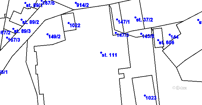 Parcela st. 111 v KÚ Příšovice, Katastrální mapa