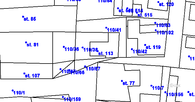 Parcela st. 113 v KÚ Příšovice, Katastrální mapa