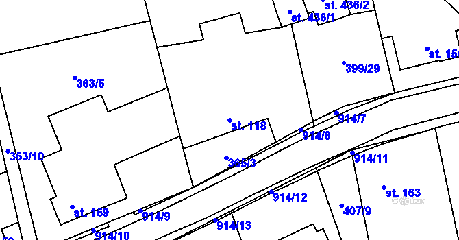 Parcela st. 118 v KÚ Příšovice, Katastrální mapa