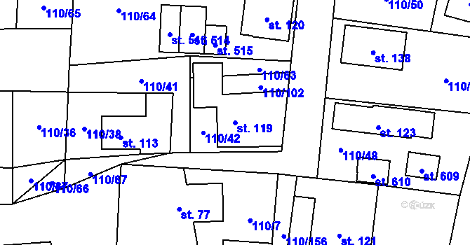 Parcela st. 119 v KÚ Příšovice, Katastrální mapa
