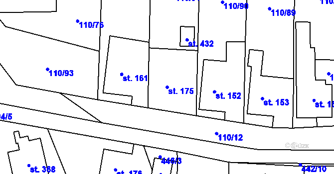 Parcela st. 175 v KÚ Příšovice, Katastrální mapa