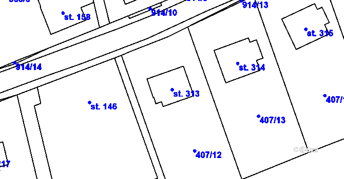 Parcela st. 313 v KÚ Příšovice, Katastrální mapa
