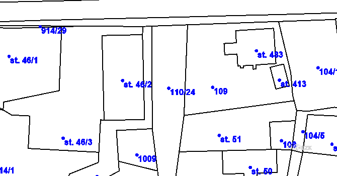 Parcela st. 110/24 v KÚ Příšovice, Katastrální mapa