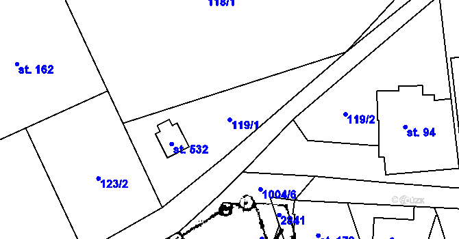 Parcela st. 119/1 v KÚ Příšovice, Katastrální mapa