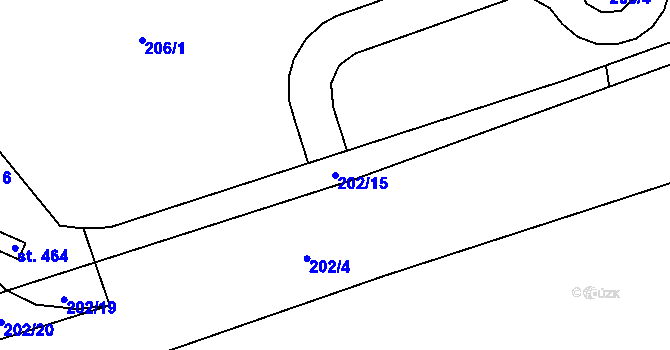 Parcela st. 202/15 v KÚ Příšovice, Katastrální mapa