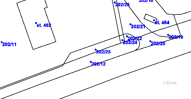 Parcela st. 202/25 v KÚ Příšovice, Katastrální mapa