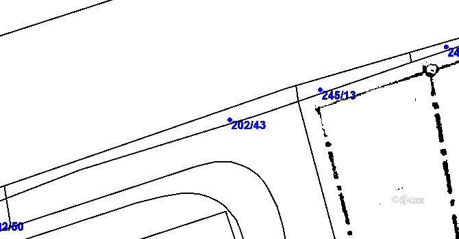 Parcela st. 202/43 v KÚ Příšovice, Katastrální mapa