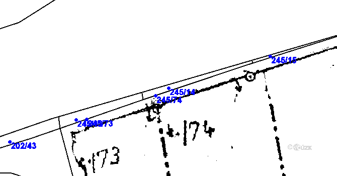 Parcela st. 245/14 v KÚ Příšovice, Katastrální mapa
