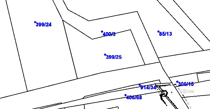 Parcela st. 399/25 v KÚ Příšovice, Katastrální mapa