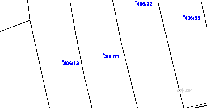 Parcela st. 406/21 v KÚ Příšovice, Katastrální mapa