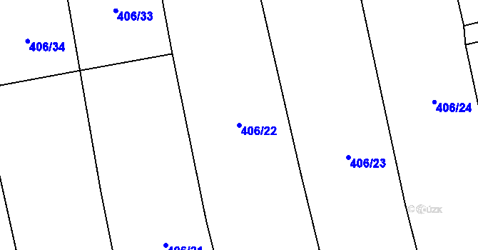 Parcela st. 406/22 v KÚ Příšovice, Katastrální mapa