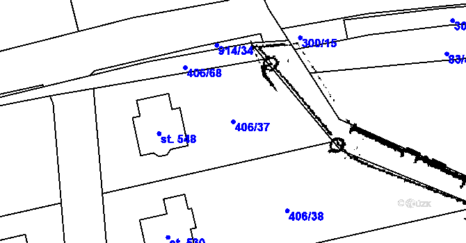 Parcela st. 406/37 v KÚ Příšovice, Katastrální mapa