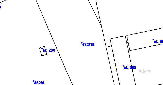 Parcela st. 482/18 v KÚ Příšovice, Katastrální mapa