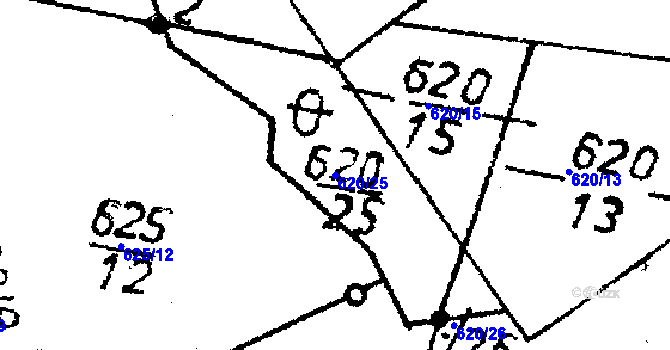 Parcela st. 620/25 v KÚ Příšovice, Katastrální mapa