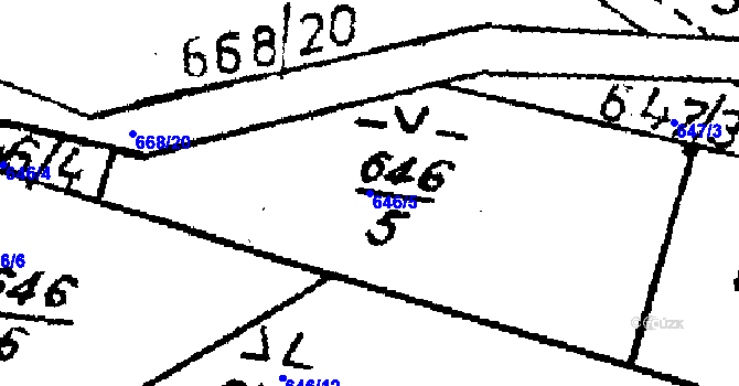 Parcela st. 646/5 v KÚ Příšovice, Katastrální mapa