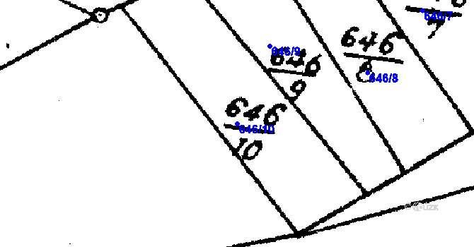 Parcela st. 646/10 v KÚ Příšovice, Katastrální mapa