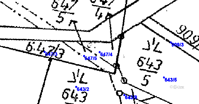 Parcela st. 647/4 v KÚ Příšovice, Katastrální mapa