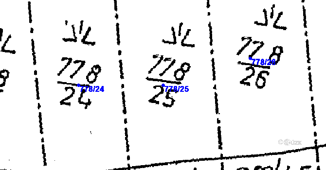 Parcela st. 778/25 v KÚ Příšovice, Katastrální mapa