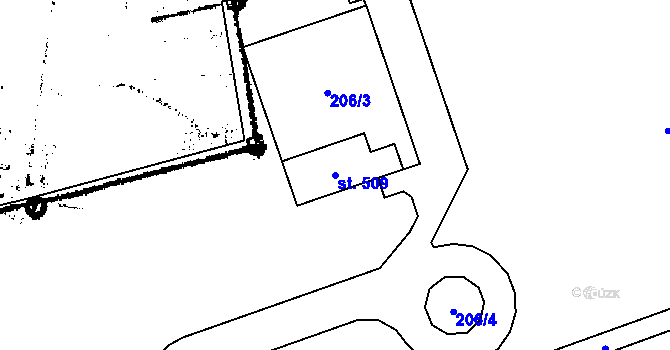 Parcela st. 509 v KÚ Příšovice, Katastrální mapa