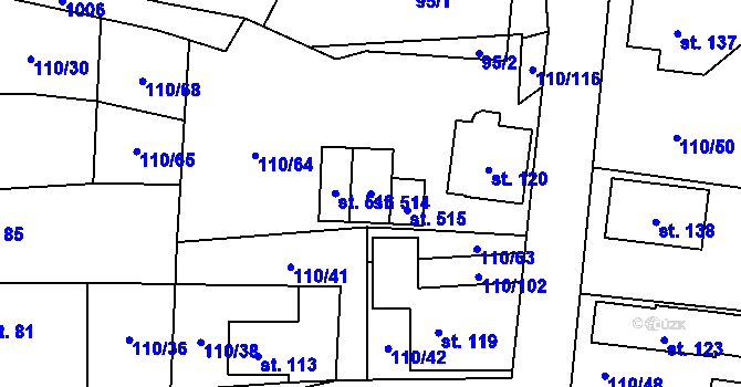 Parcela st. 514 v KÚ Příšovice, Katastrální mapa