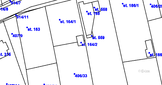 Parcela st. 164/2 v KÚ Příšovice, Katastrální mapa