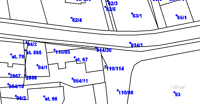 Parcela st. 110/113 v KÚ Příšovice, Katastrální mapa