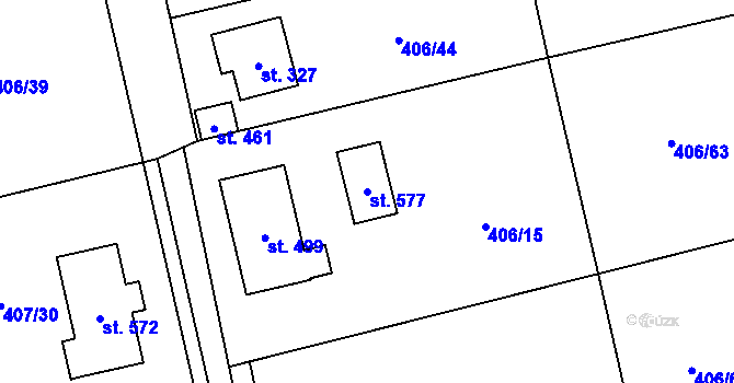 Parcela st. 577 v KÚ Příšovice, Katastrální mapa