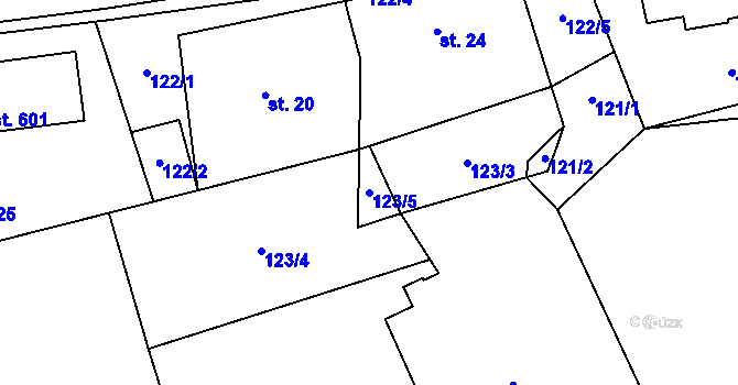 Parcela st. 123/5 v KÚ Příšovice, Katastrální mapa