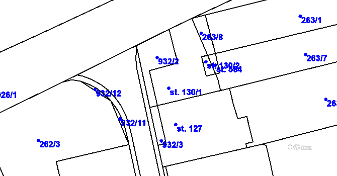 Parcela st. 130/1 v KÚ Příšovice, Katastrální mapa