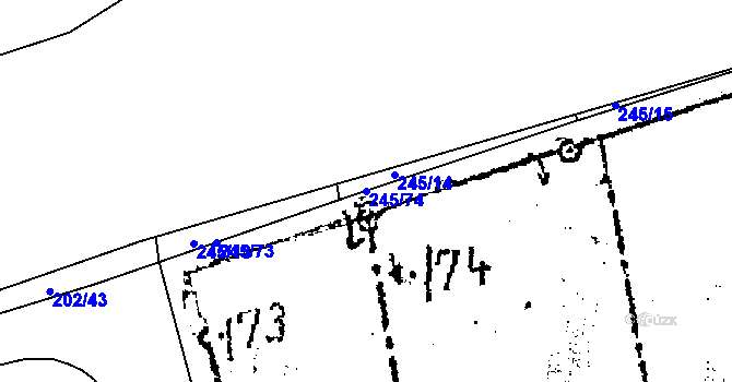 Parcela st. 245/74 v KÚ Příšovice, Katastrální mapa