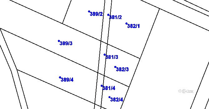 Parcela st. 381/3 v KÚ Příštpo, Katastrální mapa