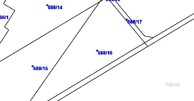 Parcela st. 588/16 v KÚ Příštpo, Katastrální mapa