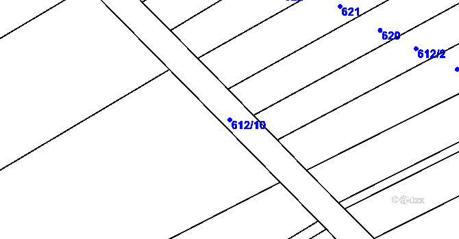 Parcela st. 612/10 v KÚ Příštpo, Katastrální mapa