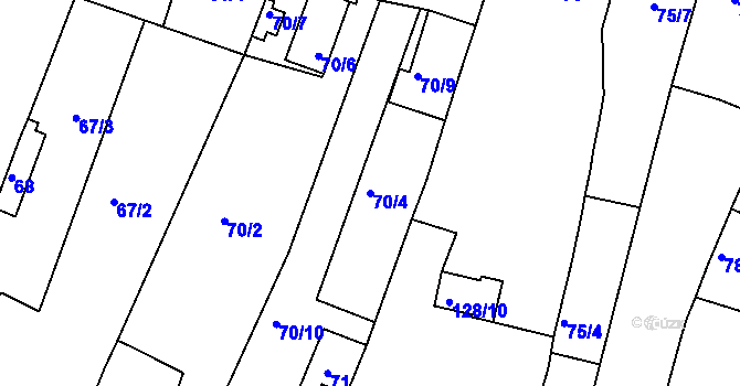 Parcela st. 70/4 v KÚ Nové Mlýny, Katastrální mapa