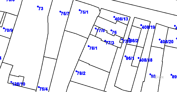 Parcela st. 78/1 v KÚ Nové Mlýny, Katastrální mapa