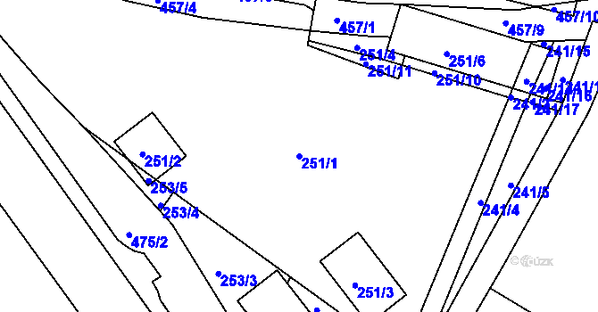 Parcela st. 251/1 v KÚ Nové Mlýny, Katastrální mapa