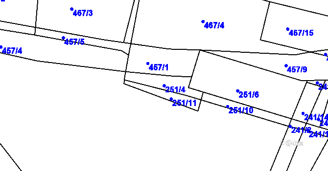 Parcela st. 251/4 v KÚ Nové Mlýny, Katastrální mapa