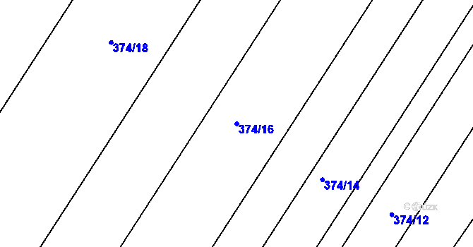 Parcela st. 374/16 v KÚ Nové Mlýny, Katastrální mapa