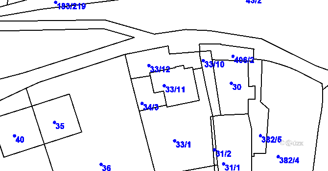 Parcela st. 33/11 v KÚ Nové Mlýny, Katastrální mapa