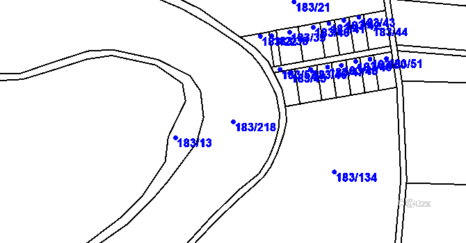 Parcela st. 183/218 v KÚ Nové Mlýny, Katastrální mapa