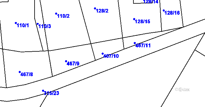 Parcela st. 467/10 v KÚ Nové Mlýny, Katastrální mapa