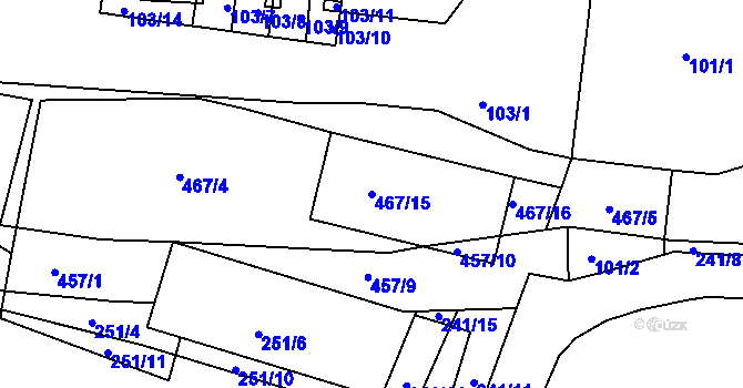 Parcela st. 467/15 v KÚ Nové Mlýny, Katastrální mapa