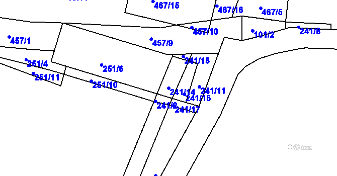 Parcela st. 241/14 v KÚ Nové Mlýny, Katastrální mapa