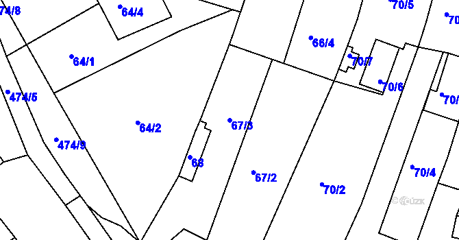 Parcela st. 67/3 v KÚ Nové Mlýny, Katastrální mapa