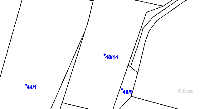 Parcela st. 48/14 v KÚ Přítluky, Katastrální mapa