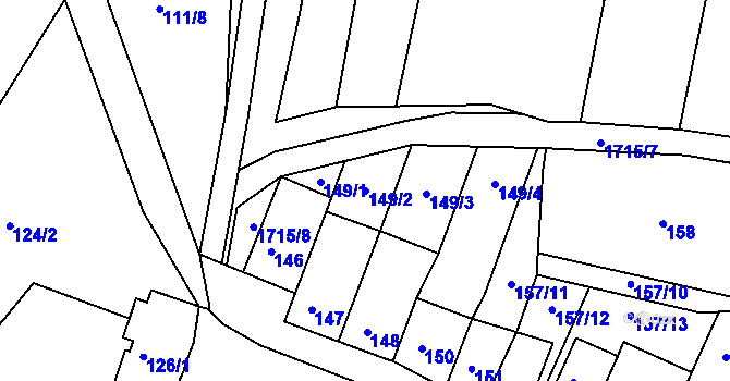 Parcela st. 149/2 v KÚ Přítluky, Katastrální mapa